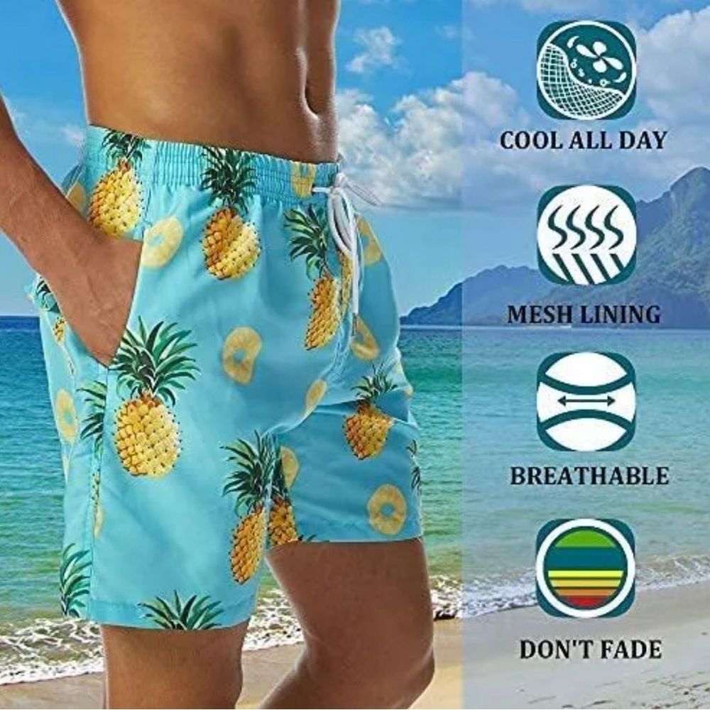Men’s Swin Trunks Quick Dry Shorts with Pockets Size Medium